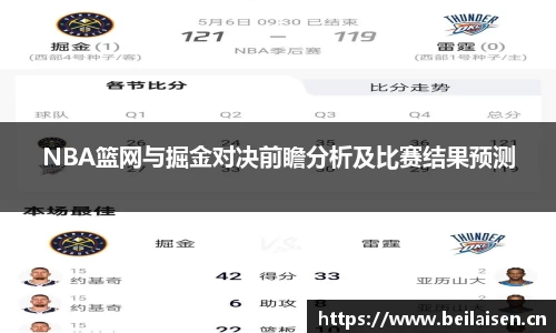 NBA篮网与掘金对决前瞻分析及比赛结果预测